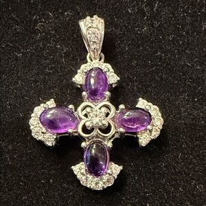 Elegant diamond  Purple and Silver Pendant